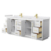 Custom image for White with Brushed Gold Trim / White Cultured Marble / No Mirror