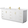 Custom image for White with Brushed Gold Trim / White Cultured Marble / No Mirror