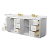 Custom image for White with Brushed Gold Trim / White Cultured Marble / No Mirror