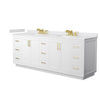 Custom image for White with Brushed Gold Trim / White Cultured Marble / No Mirror