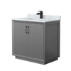 Custom image for Dark Gray with Matte Black Trim / White Carrara Marble / No Mirror