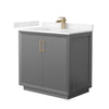 Custom image for Dark Gray with Satin Bronze Trim / Carrara Cultured Marble / No Mirror