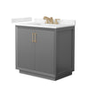 Custom image for Dark Gray with Satin Bronze Trim / Carrara Cultured Marble / No Mirror