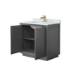 Custom image for Dark Gray with Satin Bronze Trim / White Carrara Marble / No Mirror