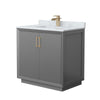 Custom image for Dark Gray with Satin Bronze Trim / White Carrara Marble / No Mirror