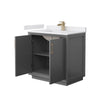 Custom image for Dark Gray with Satin Bronze Trim / White Cultured Marble / No Mirror