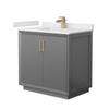 Custom image for Dark Gray with Satin Bronze Trim / White Cultured Marble / No Mirror