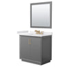 Custom image for Dark Gray with Satin Bronze Trim / White Cultured Marble / 34