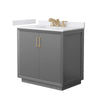 Custom image for Dark Gray with Satin Bronze Trim / White Cultured Marble / No Mirror