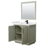 Custom image for Light Green with Matte Black Trim / White Cultured Marble / 34