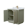 Custom image for Light Green with Satin Bronze Trim / White Carrara Marble / No Mirror