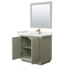Custom image for Light Green with Satin Bronze Trim / White Cultured Marble / 34