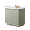 Custom image for Light Green with Satin Bronze Trim / White Cultured Marble / No Mirror