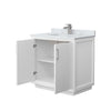 Custom image for White with Brushed Nickel Trim / White Carrara Marble / No Mirror