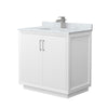 Custom image for White with Brushed Nickel Trim / White Carrara Marble / No Mirror