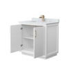 Custom image for White with Satin Bronze Trim / White Carrara Marble / No Mirror