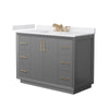 Custom image for Dark Gray with Satin Bronze Trim / White Cultured Marble / No Mirror