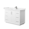 Custom image for White with Brushed Nickel Trim / Carrara Cultured Marble / No Mirror