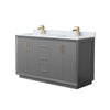 Custom image for Dark Gray with Satin Bronze Trim / White Carrara Marble / No Mirror