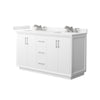Custom image for White with Brushed Nickel Trim / Carrara Cultured Marble / No Mirror