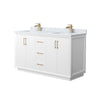 Custom image for White with Satin Bronze Trim / White Carrara Marble / No Mirror