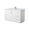 Custom image for White with Satin Bronze Trim / White Carrara Marble / No Mirror
