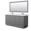 Custom image for Dark Gray with Satin Bronze Trim / White Carrara Marble / 70
