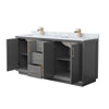 Custom image for Dark Gray with Satin Bronze Trim / White Carrara Marble / No Mirror