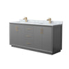 Custom image for Dark Gray with Satin Bronze Trim / White Carrara Marble / No Mirror
