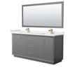 Custom image for Dark Gray with Satin Bronze Trim / White Cultured Marble / 70