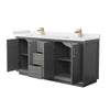 Custom image for Dark Gray with Satin Bronze Trim / White Cultured Marble / No Mirror