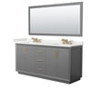 Custom image for Dark Gray with Satin Bronze Trim / White Quartz / 70