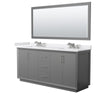 Custom image for Dark Gray with Brushed Nickel Trim / White Cultured Marble / 70