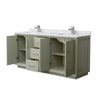 Custom image for Light Green with Brushed Nickel Trim / White Carrara Marble / No Mirror