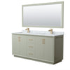 Custom image for Light Green with Satin Bronze Trim / White Carrara Marble / 70