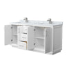 Custom image for White with Brushed Nickel Trim / White Carrara Marble / No Mirror