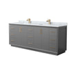 Custom image for Dark Gray with Satin Bronze Trim / White Carrara Marble / No Mirror