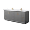 Custom image for Dark Gray with Satin Bronze Trim / White Cultured Marble / No Mirror