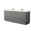 Custom image for Dark Gray with Satin Bronze Trim / White Quartz / No Mirror