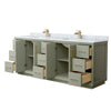Custom image for Light Green with Satin Bronze Trim / White Carrara Marble / No Mirror