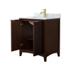 Custom image for Dark Walnut with Brushed Gold Trim / White Carrara Marble / No Mirror