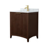 Custom image for Dark Walnut with Brushed Gold Trim / White Carrara Marble / No Mirror