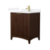 Custom image for Dark Walnut with Brushed Gold Trim / White Cultured Marble / No Mirror