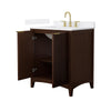 Custom image for Dark Walnut with Brushed Gold Trim / White Cultured Marble / No Mirror