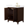 Custom image for Dark Walnut with Brushed Gold Trim / White Quartz / No Mirror