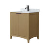 Custom image for Natural Oak with Matte Black Trim / White Carrara Marble / No Mirror