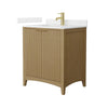 Custom image for Natural Oak with Brushed Gold Trim / Carrara Cultured Marble / No Mirror