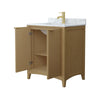 Custom image for Natural Oak with Brushed Gold Trim / White Carrara Marble / No Mirror