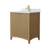 Custom image for Natural Oak with Brushed Gold Trim / White Carrara Marble / No Mirror