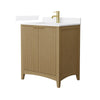 Custom image for Natural Oak with Brushed Gold Trim / White Cultured Marble / No Mirror